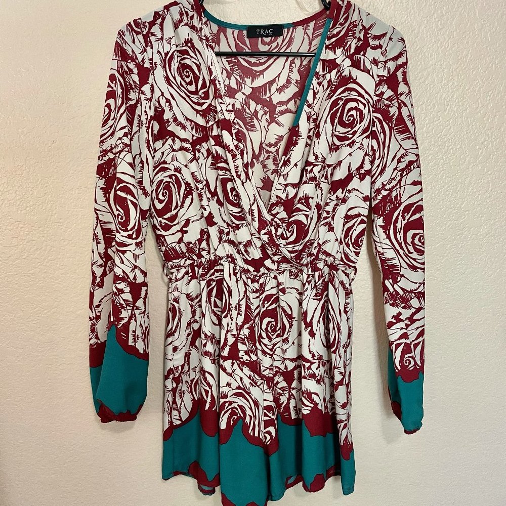 Maroon/ Sea Green Romper